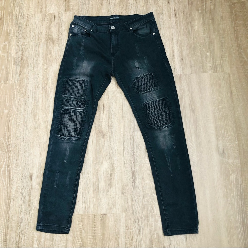 Balmain Paris Denim Distressed Jeans